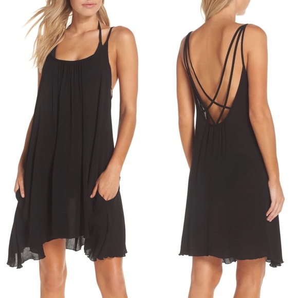 Elan Dresses & Skirts - Elan strappy gauzy black cover up slip dress boho